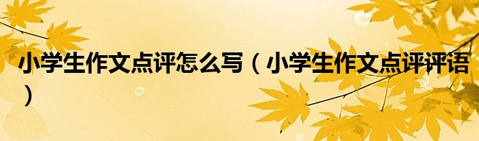 小学生作文点评怎么写(小学生作文点评评语)