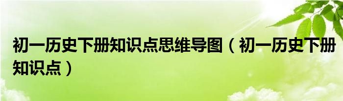 初一历史下册知识点思维导图(初一历史下册知识点)