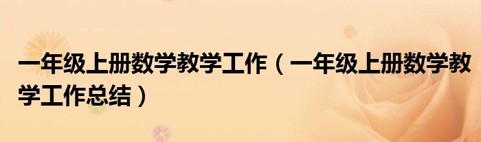 一年级上册数学教学工作(一年级上册数学教学工作总结)