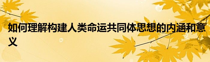如何理解构建人类命运共同体思想的内涵和意义