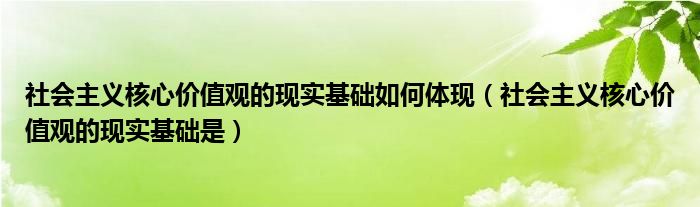 社会主义核心价值观的现实基础如何体现(社会主义核心价值观的现实基础是)