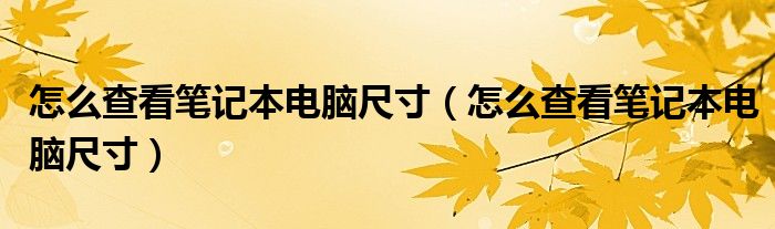 怎么查看笔记本电脑尺寸(怎么查看笔记本电脑尺寸)