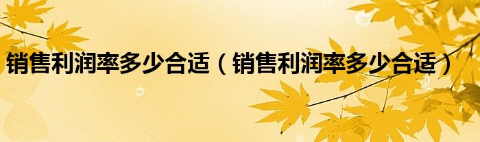 销售利润率多少合适(销售利润率多少合适)