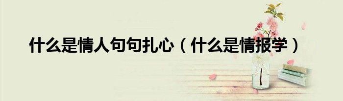 什么是情人句句扎心(什么是情报学)