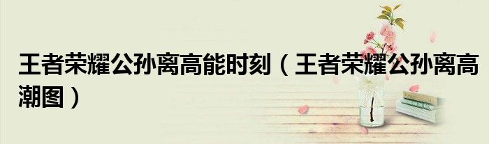 王者荣耀公孙离高能时刻(王者荣耀公孙离高潮图)