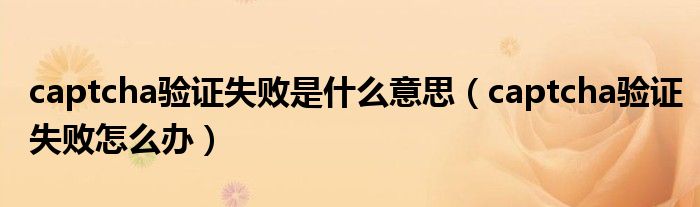 captcha验证失败是什么意思(captcha验证失败怎么办)