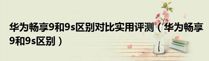 华为畅享9和9s区别对比实用评测(华为畅享9和9s区别)