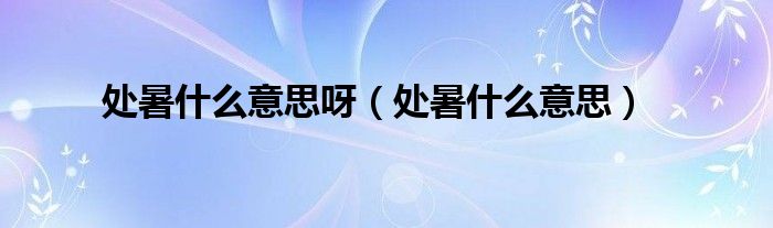 处暑什么意思呀(处暑什么意思)