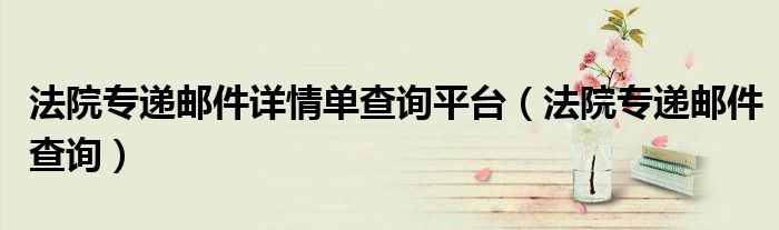法院专递邮件详情单查询平台(法院专递邮件查询)