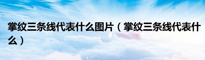 掌纹三条线代表什么图片（掌纹三条线代表什么）