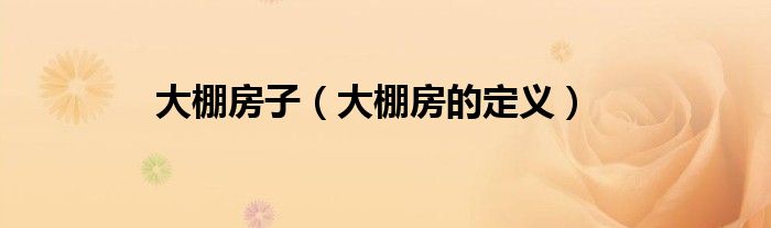 大棚房子（大棚房的定义）