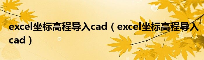 excel坐标高程导入cad(excel坐标高程导入cad)
