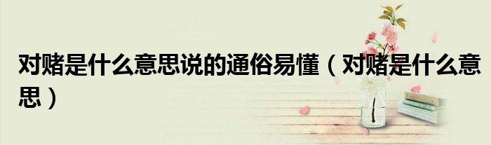 对赌是什么意思说的通俗易懂(对赌是什么意思)
