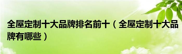 全屋定制十大品牌排名前十(全屋定制十大品牌有哪些)