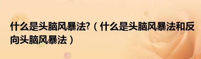 什么是头脑风暴法?(什么是头脑风暴法和反向头脑风暴法)