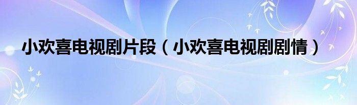 小欢喜电视剧片段(小欢喜电视剧剧情)
