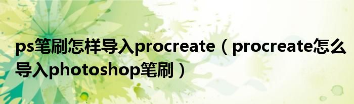 ps笔刷怎样导入procreate(procreate怎么导入photoshop笔刷)