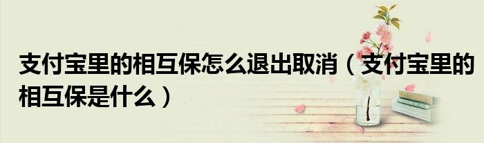 支付宝里的相互保怎么退出取消(支付宝里的相互保是什么)
