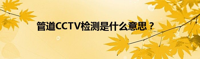 管道CCTV检测是什么意思?
