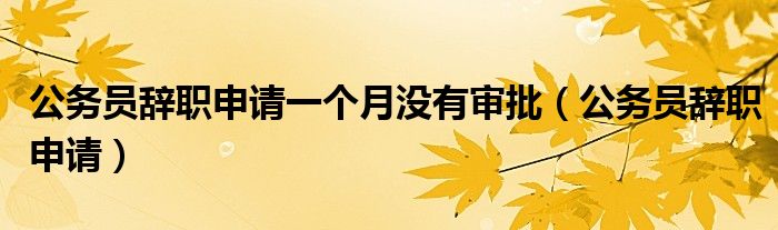 公务员辞职申请一个月没有审批(公务员辞职申请)