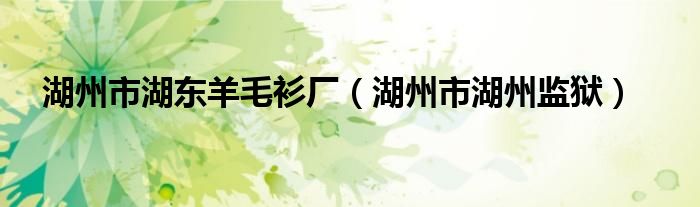 湖州市湖东羊毛衫厂(湖州市湖州监狱)