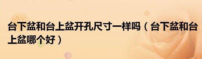 台下盆和台上盆开孔尺寸一样吗(台下盆和台上盆哪个好)