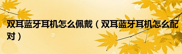 双耳蓝牙耳机怎么佩戴（双耳蓝牙耳机怎么配对）