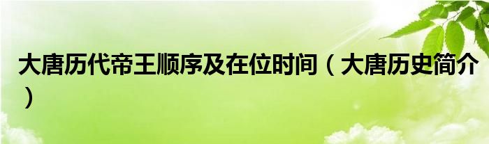 大唐历代帝王顺序及在位时间(大唐历史简介)