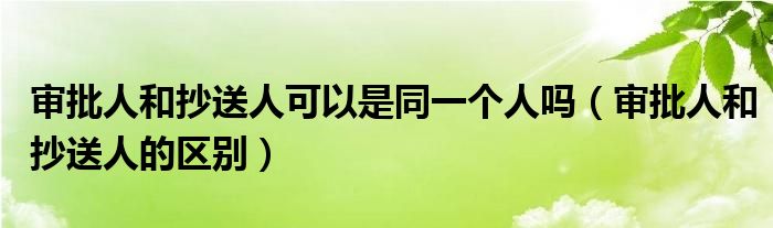 审批人和抄送人可以是同一个人吗(审批人和抄送人的区别)