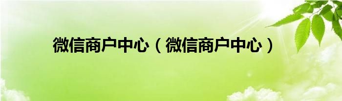 微信商户中心(微信商户中心)