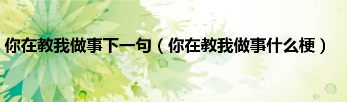 你在教我做事下一句(你在教我做事什么梗)