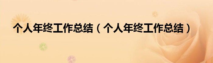 个人年终工作总结(个人年终工作总结)