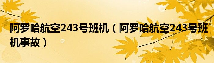 阿罗哈航空243号班机(阿罗哈航空243号班机事故)