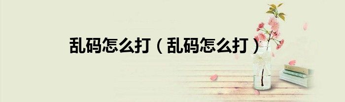 乱码怎么打（乱码怎么打）
