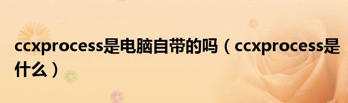 ccxprocess是电脑自带的吗（ccxprocess是什么）