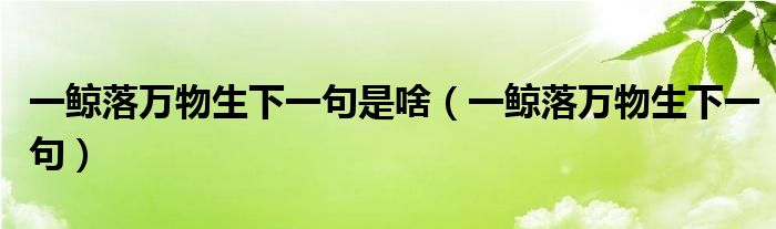 一鲸落万物生下一句是啥(一鲸落万物生下一句)
