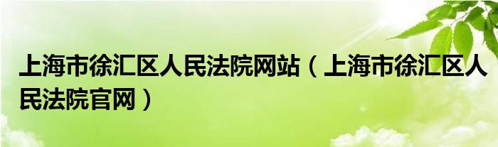 上海市徐汇区人民法院网站(上海市徐汇区人民法院官网)