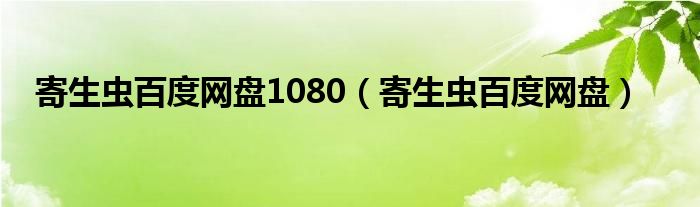 寄生虫百度网盘1080(寄生虫百度网盘)