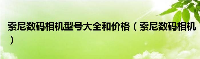 索尼数码相机型号大全和价格(索尼数码相机)