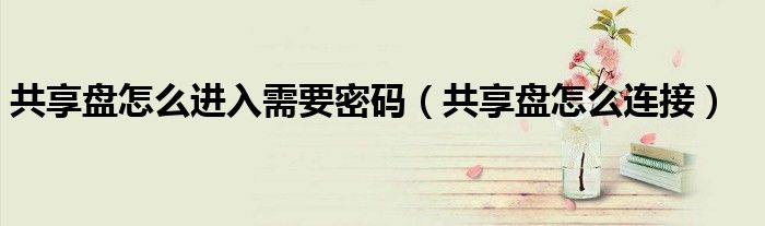共享盘怎么进入需要密码(共享盘怎么连接)