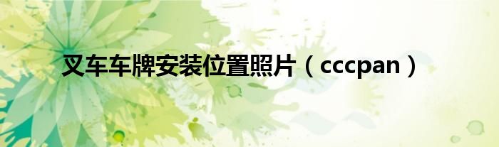 叉车车牌安装位置照片(cccpan)