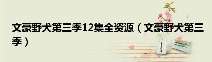 文豪野犬第三季12集全资源(文豪野犬第三季)