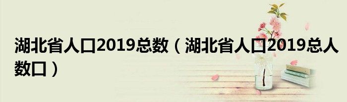 湖北省人口2019总数(湖北省人口2019总人数口)