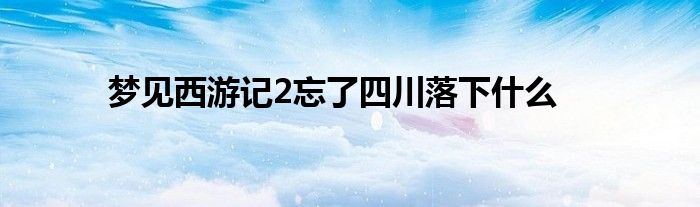 梦见西游记2忘了四川落下什么