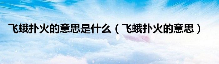 飞蛾扑火的意思是什么(飞蛾扑火的意思)