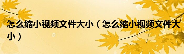 怎么缩小视频文件大小(怎么缩小视频文件大小)