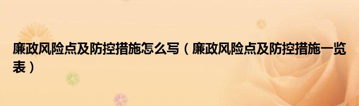 廉政风险点及防控措施怎么写(廉政风险点及防控措施一览表)