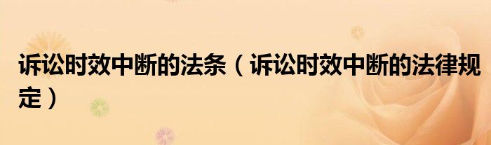 诉讼时效中断的法条(诉讼时效中断的法律规定)