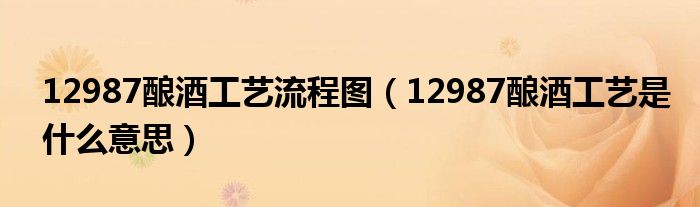 12987酿酒工艺流程图(12987酿酒工艺是什么意思)