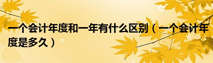 一个会计年度和一年有什么区别(一个会计年度是多久)